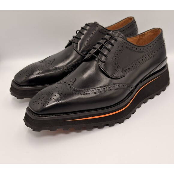 Divinch 6CM Heel Chunky Platform Brogues Black Calfskin Wingtip Derby 2886B Sz 8 main image 11